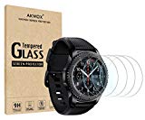 [Lot de 4] Vitre Verre Trempé Samsung Gear S3 Frontier et Classic, Akwox Film de Protection d'Écran Anti Rayures - Sans Bulles D'AIR -Ultra Résistant Dureté 9H Film Vitre Protecteur en Verre trempé HD Ultra transparent pour Gear S3 Frontier et Classic 4 Pièces