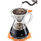 Easehold Cafetière manuelle filtre à café -pour over- Carafe en verre avec filtre à café permanent en acier (500ML)