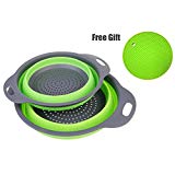 Passoire en Silicone,2 pièces Passoire Pliable Silicone Pour Cuisine,Passoire Rétractable en Silicone,économiser de l'espace,Pour Les Fruits Et Légumes à l'Eau Filtrée (Vert)