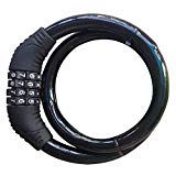 Hannuo Antivol velo, Réenclenchement de Câble de Sécurité de Verrouillage de Câble de Verrouillage Auto Enroulement de Vélo Verrouillage de Vélo Sans Support de Montage 2 pieds x 1/2 pouce(Noir)