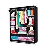 MERVY - LA MOINS CHERE D'AMAZON - ARMOIRE - XXL TRES GRANDE - ETAGERE DRESSING EN TISSUS POUR VETEMENTS CHAUSSURES 150X45X180CM *N°1 NOIR*