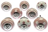 Mixed Lot de 8 x Vieux rose et blanc pois et rayures Boutons de placard en céramique (Mg-729) – 'Mango Arbre' TM Enregistrée Produit