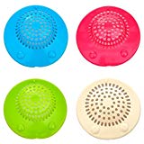 4 pièces universel coloré souple en silicone ventouse en caoutchouc Cups Bouchon égouttoir avec filtre de cheveux de Salle de Bain pour bain et Laverie, (Couleur aléatoire) L