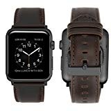 iBazal Apple Watch Series 3 Bracelet 42mm Cuir, Apple Watch Bracelet 42mm iWatch Bande pour Apple Watch Série 3, Série 2, Série 1 - Café Classique