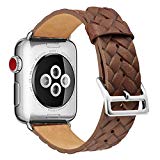 X-Coo Bracelet Apple Watch 38mm 40mml Marron Cuir de Veau iWatch Band pour Femme Homme Series 4 3 2 1