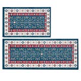 LWZ-Tapis Épais Rétro Motif Couloir Tapis Cuisine Table Basse Salon Tapis antidérapant Tapis de course Tapis d'entrée Deux couleurs Quatre Spécifications En option Épaisseur 10mm ( Couleur : Bleu , taille : 50x180cm )