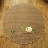 LWZ-Tapis Motif de broderie à la main ronde anti-dérapant tapis salon Coussin Chambre Chambre d'enfants tapis facile à nettoyer (taille : 150cm)