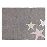 PROMOTION - Tapis de sol enfant 120x160 cm Gris étoiles Trio roses