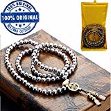 Wolfman Outdoor 108 Perles de prière bouddhistes chaîne d'autodéfense extérieure, auto défense collier en acier inoxydable défense arme (Acier Inoxydable Complet)